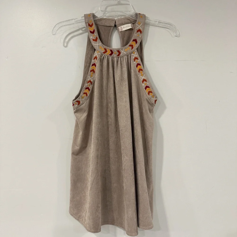 Altar'd State Beige Top with Embroidered Accents Size Large